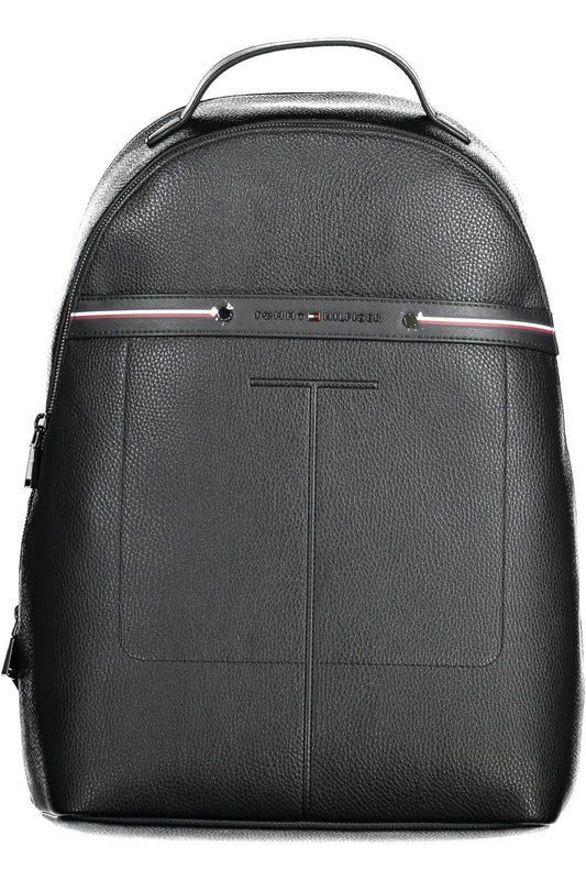 Tommy Hilfiger Black Polyurethane Men Backpack