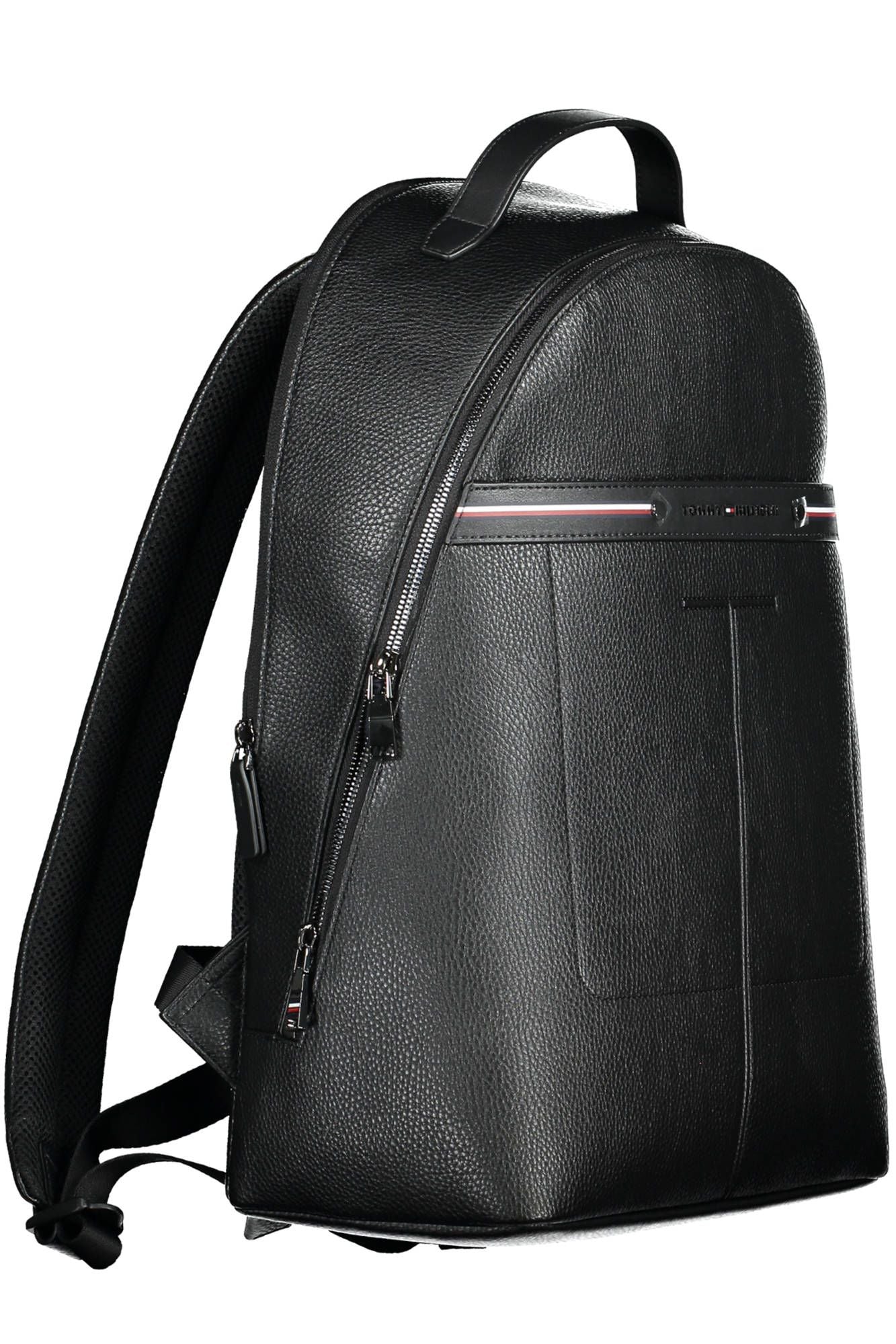 Tommy Hilfiger Black Polyurethane Men Backpack