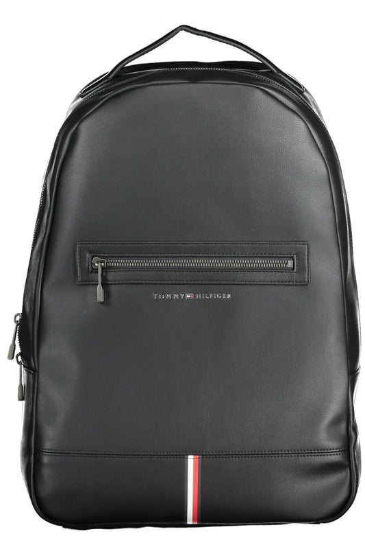 Tommy Hilfiger Black Polyurethane Men Backpack