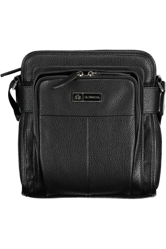 La Martina Black Polyurethane Men Shoulder Bag