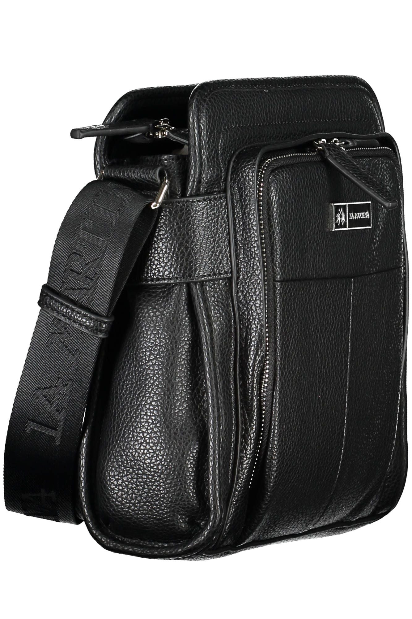 La Martina Black Polyurethane Men Shoulder Bag