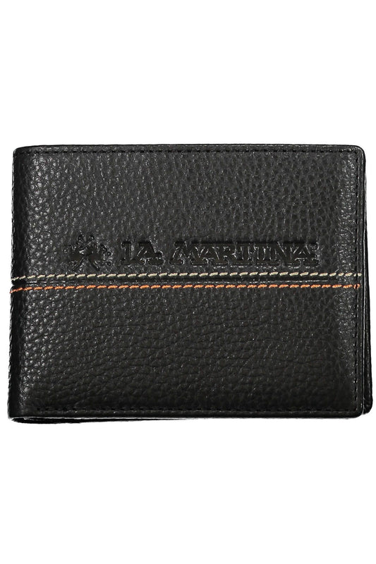 La Martina Black Leather Men Wallet