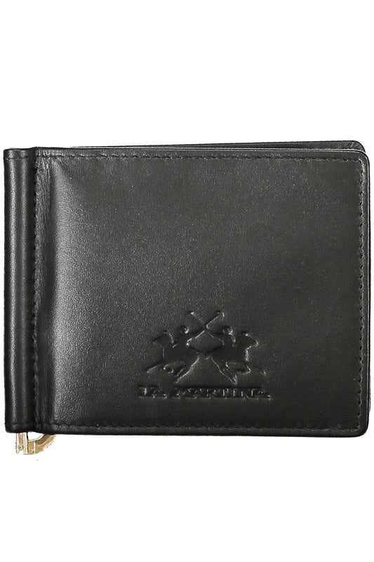 La Martina Black Leather Men Wallet