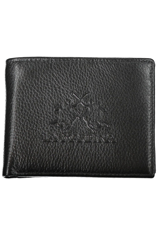 La Martina Black Leather Men Wallet