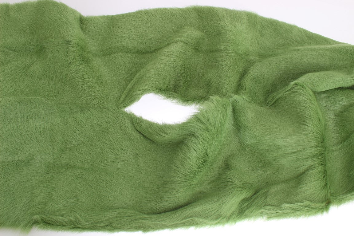 Dolce & Gabbana Elegant Green Fur Shoulder Wrap Scarf