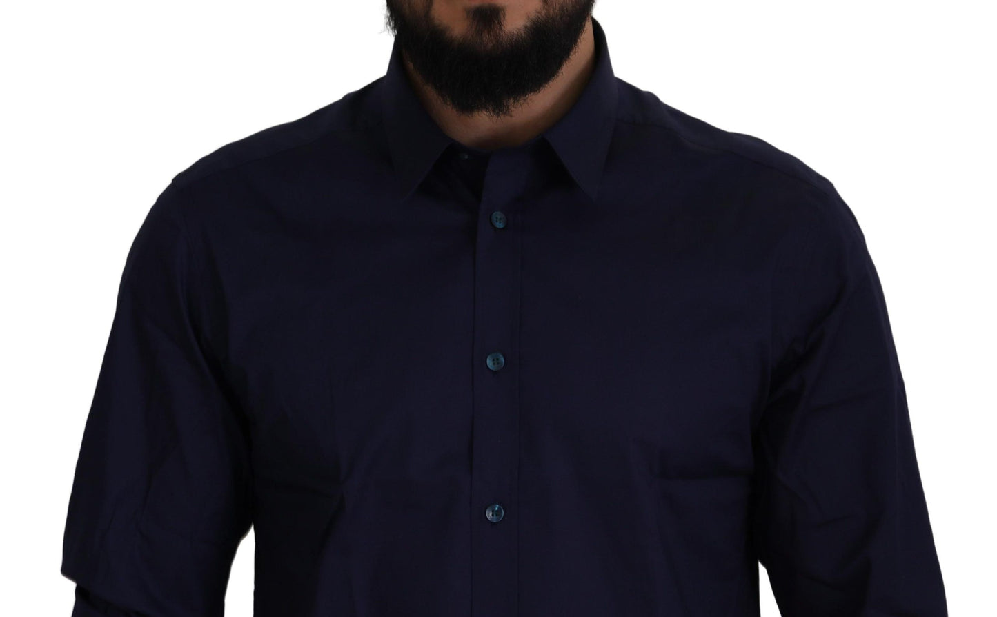 Versace Collection Elegant Dark Blue Cotton Blend Dress Shirt