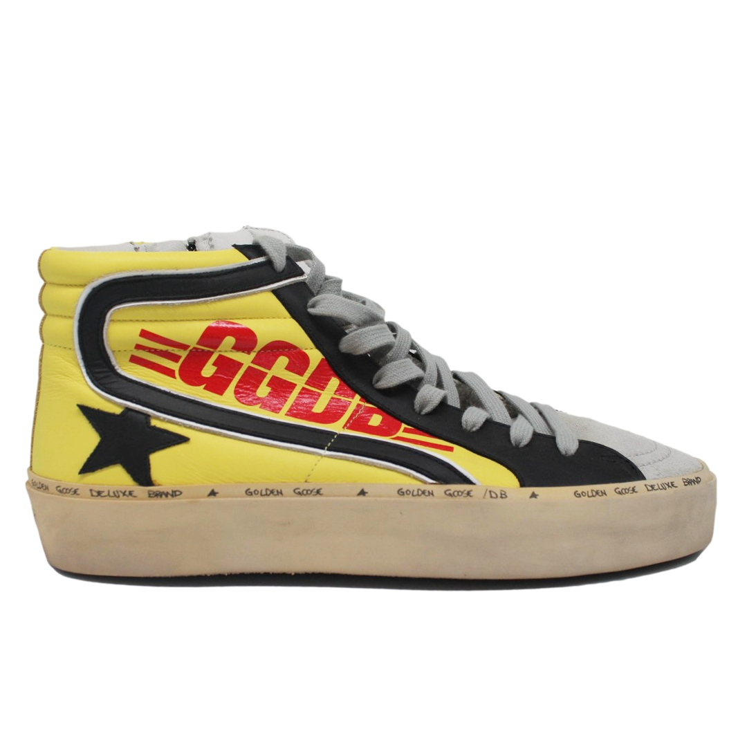 Golden Goose Radiant Yellow High-Top Sneakers With Black Accents