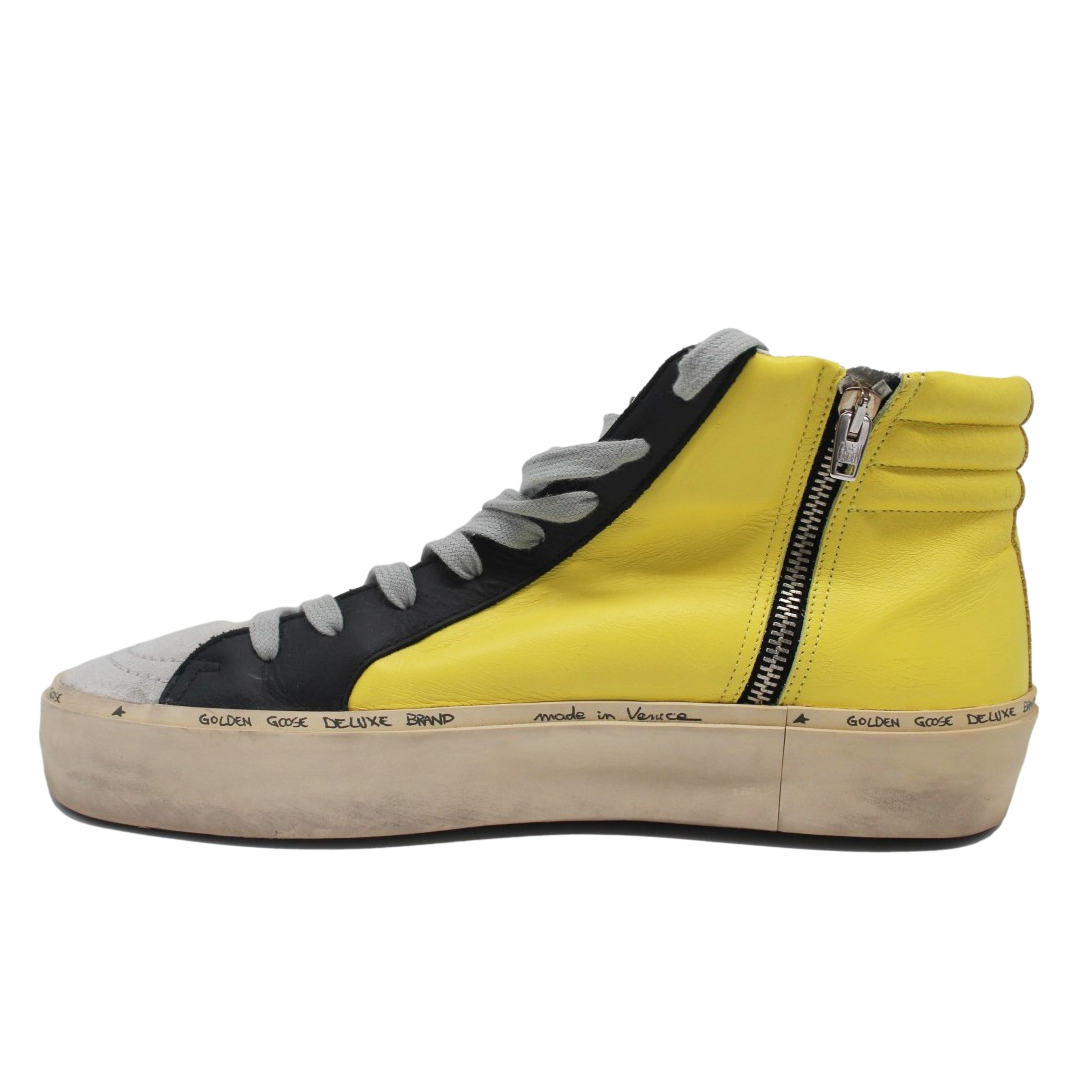 Golden Goose Radiant Yellow High-Top Sneakers With Black Accents