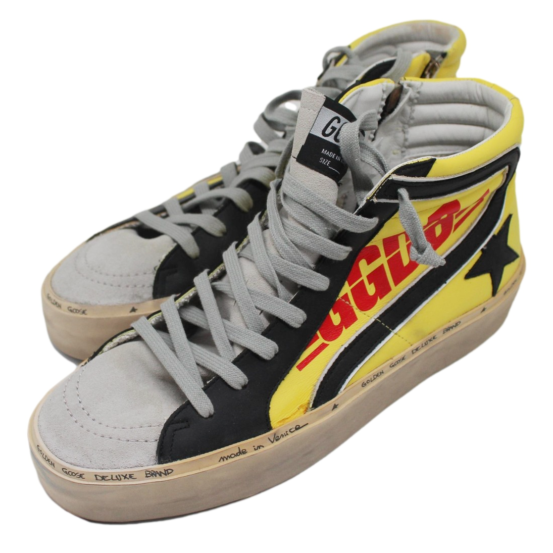 Golden Goose Radiant Yellow High-Top Sneakers With Black Accents