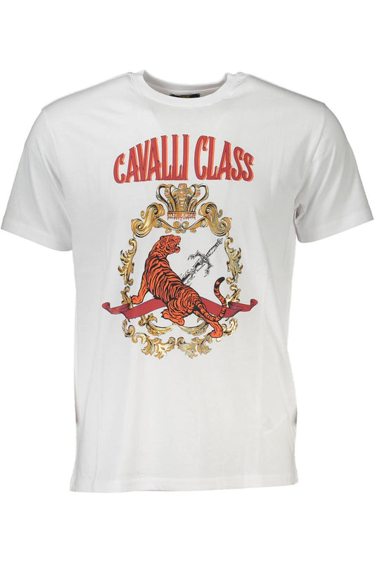 Cavalli Class White Cotton Men T-Shirt