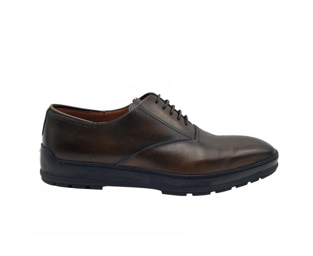 Bally Medium Brown Shaded Leather Lace Up Dress Shoes