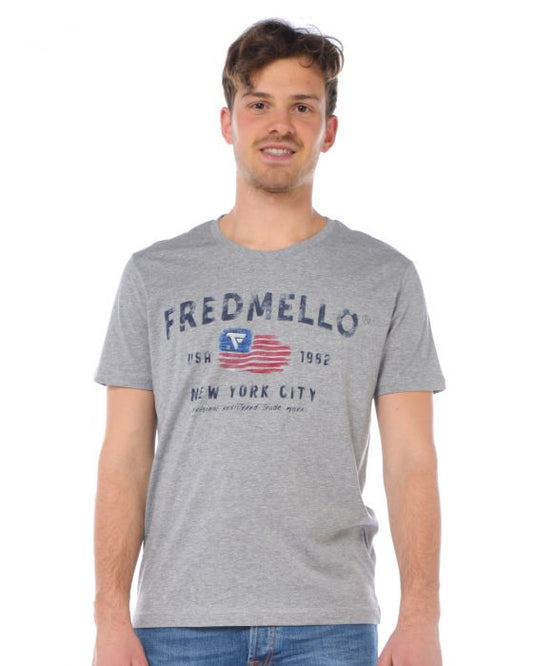 Fred Mello Essential Grey Melange Cotton Tee