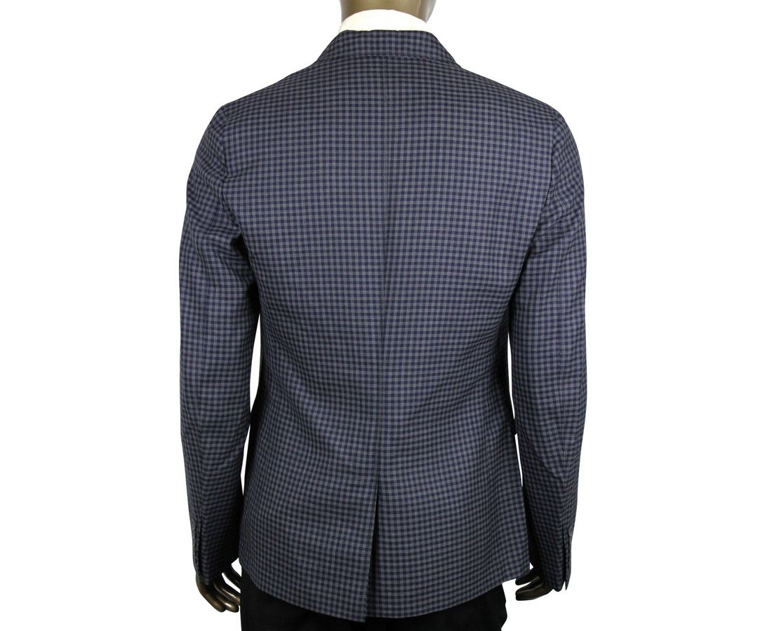 Gucci Men's Formal Midnight Blue Grey Wool Jacket 2 Buttons