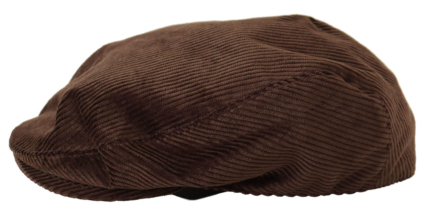 Dolce & Gabbana Elegant Cotton Newsboy Hat in Rich Brown