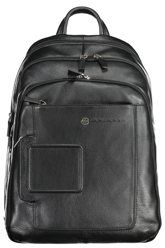 Piquadro Black Leather Men Backpack