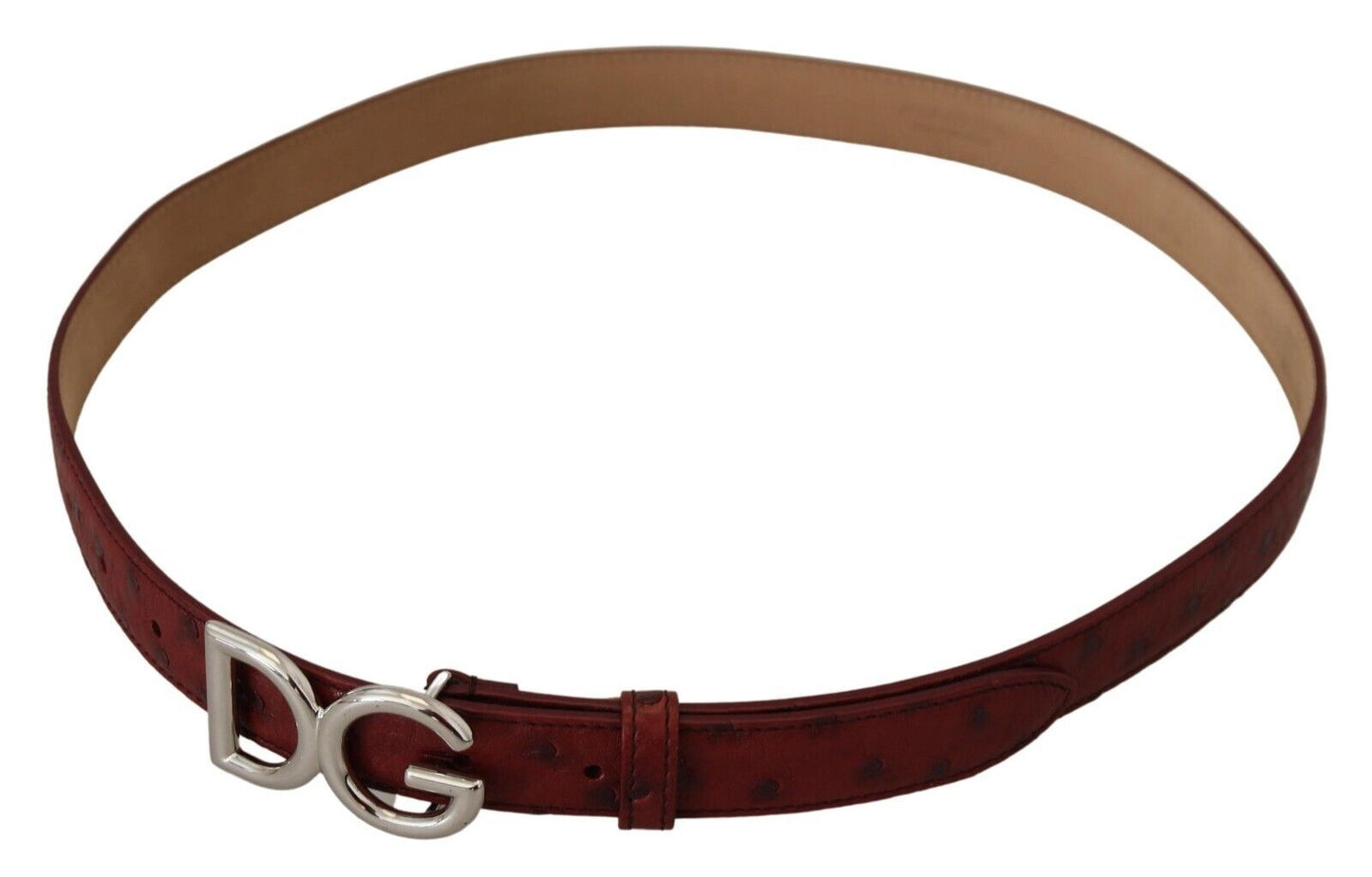 Dolce & Gabbana Elegant Bordeaux Leather Belt with Logo Buckle