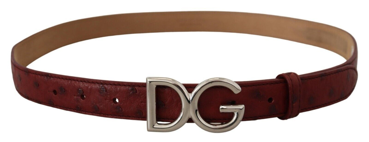 Dolce & Gabbana Elegant Bordeaux Leather Belt with Logo Buckle