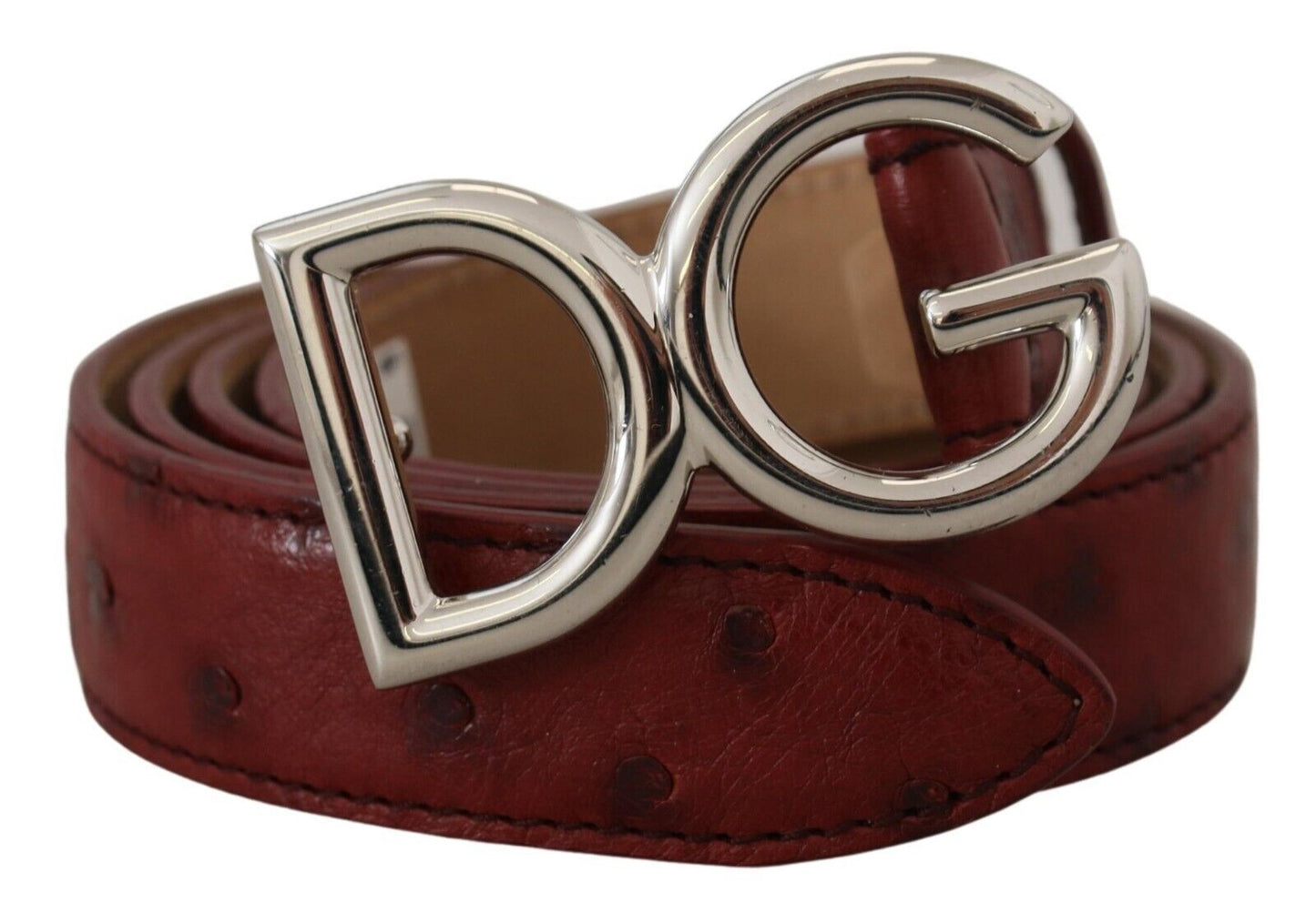 Dolce & Gabbana Elegant Bordeaux Leather Belt with Logo Buckle