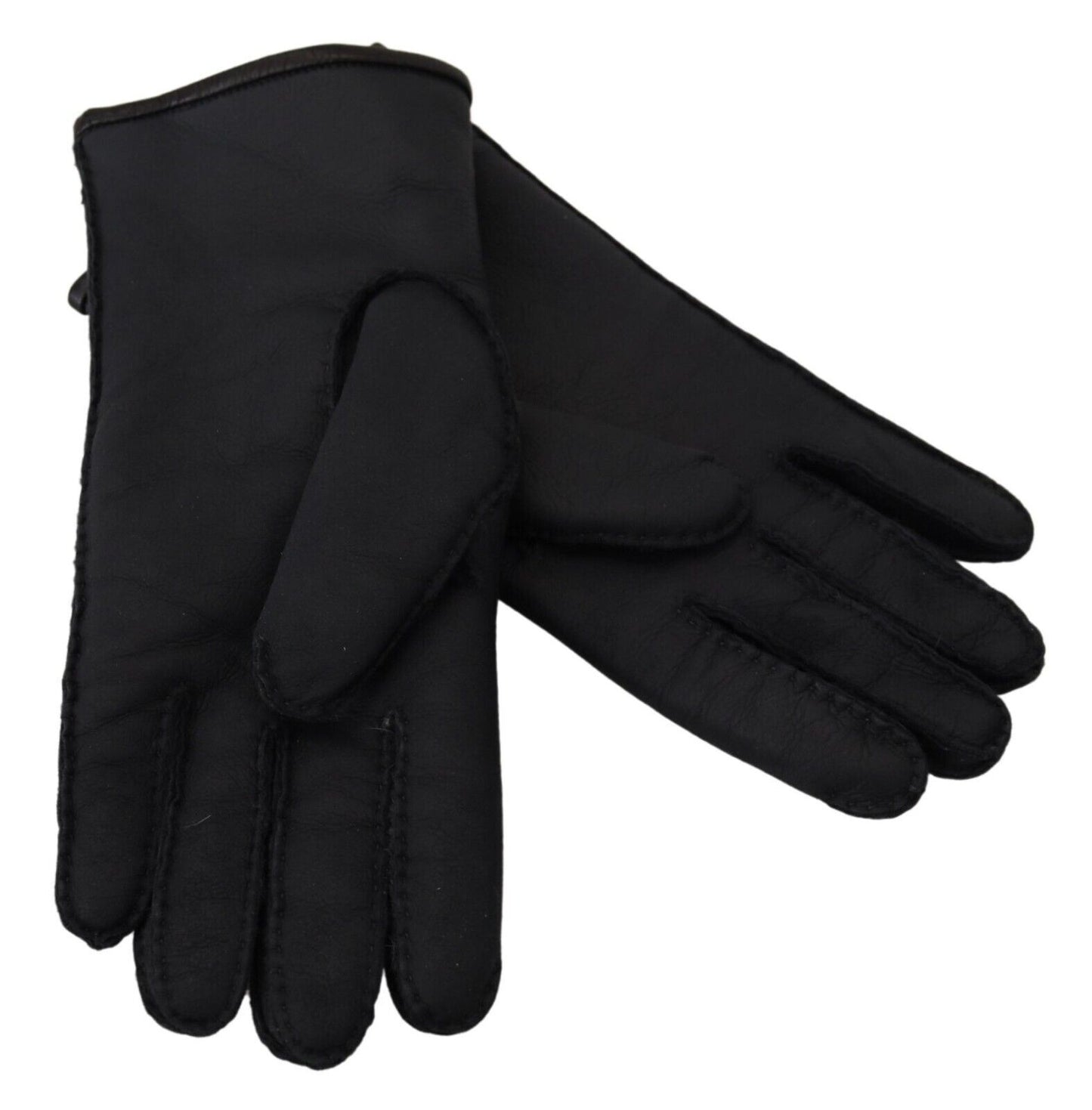 Dolce & Gabbana Elegant Black Leather Winter Gloves