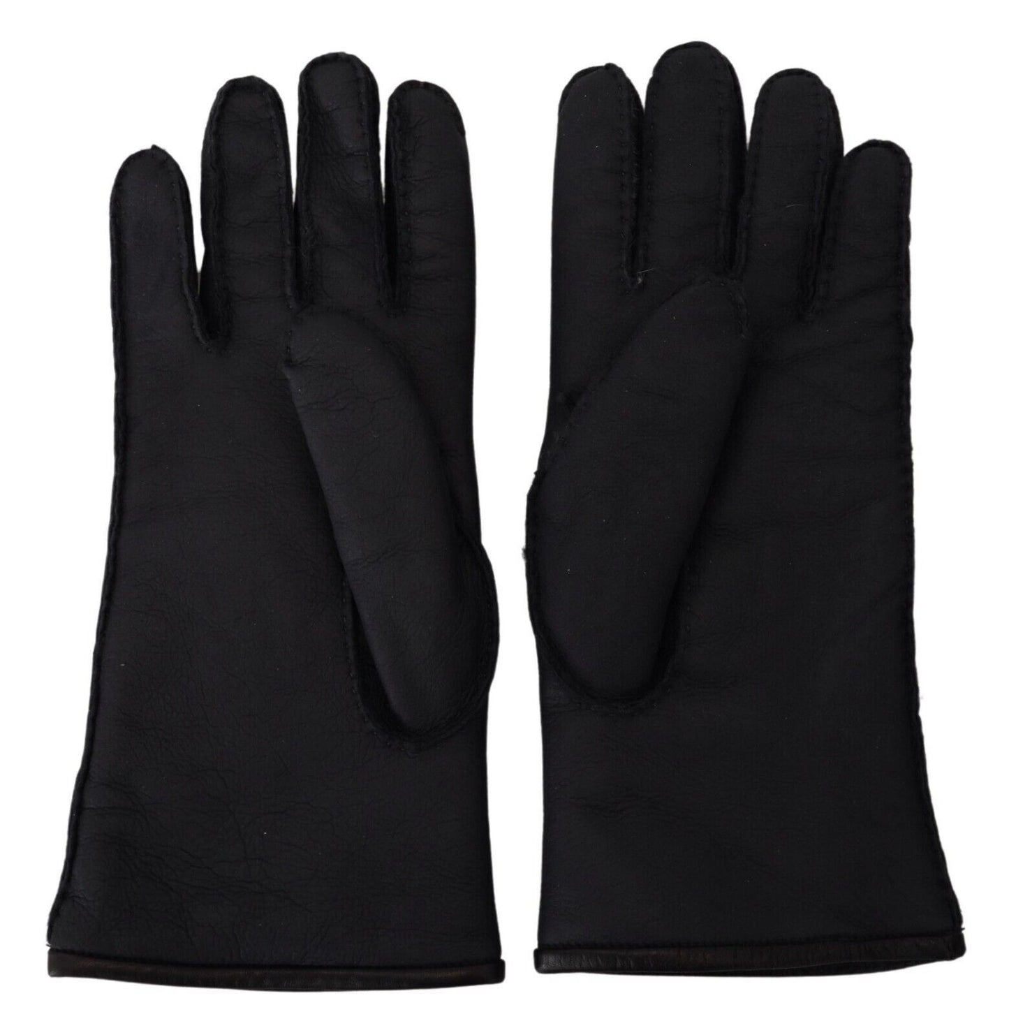 Dolce & Gabbana Elegant Black Leather Winter Gloves