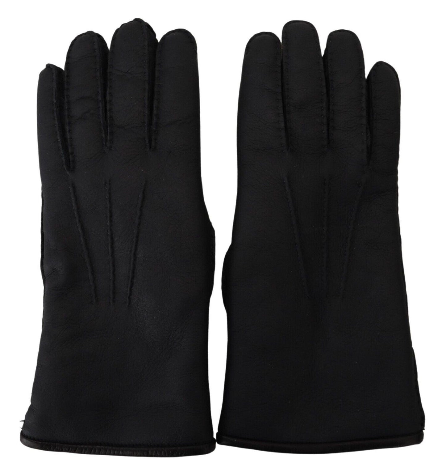 Dolce & Gabbana Elegant Black Leather Winter Gloves