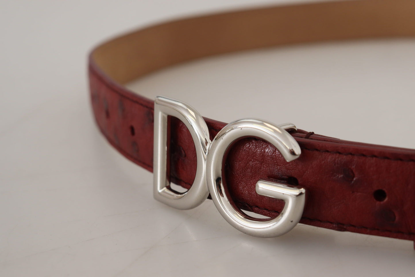 Dolce & Gabbana Elegant Bordeaux Leather Belt with Logo Buckle