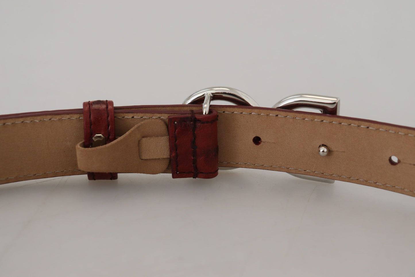 Dolce & Gabbana Elegant Bordeaux Leather Belt with Logo Buckle