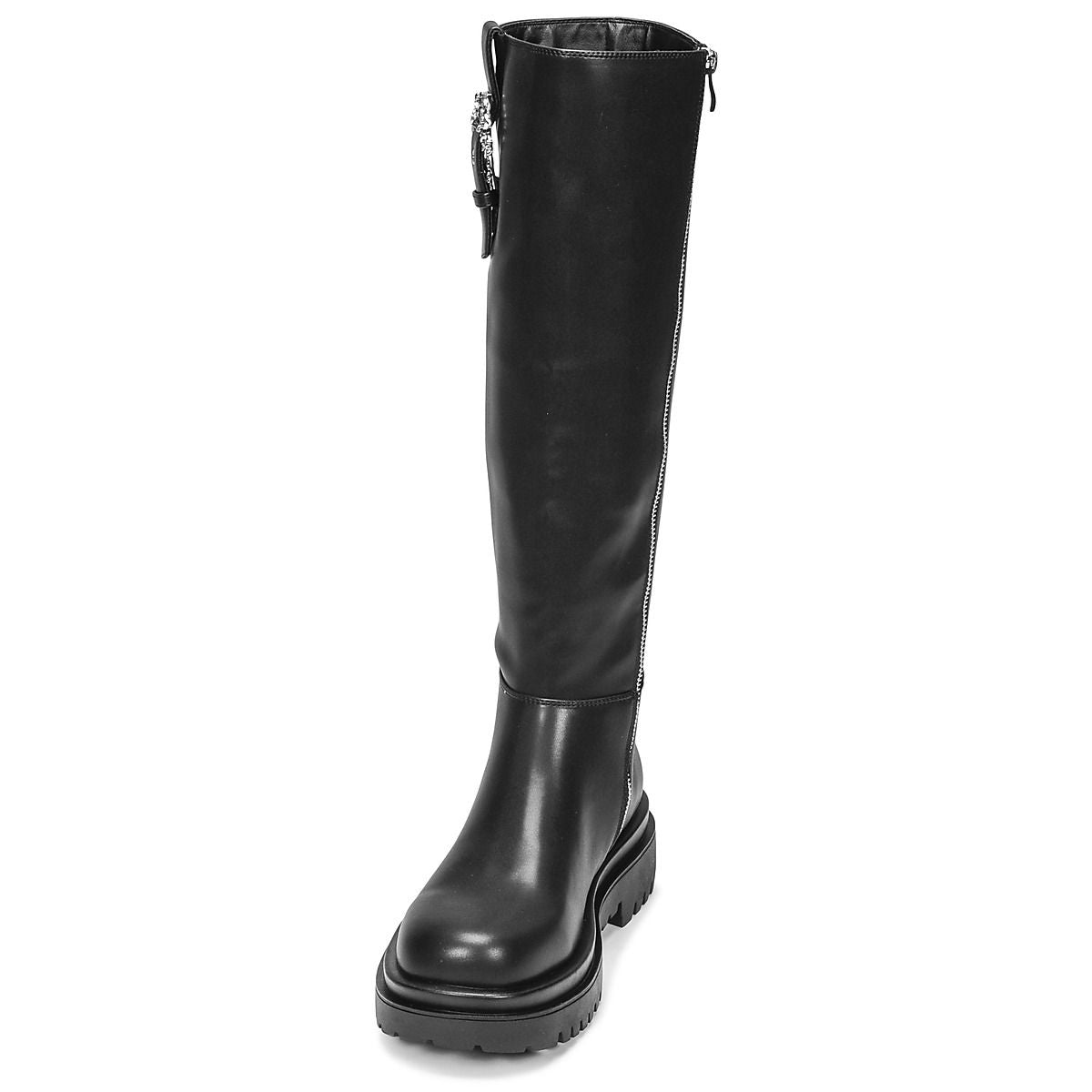 Versace Jeans Baroque Buckle Black Knee-High Boots