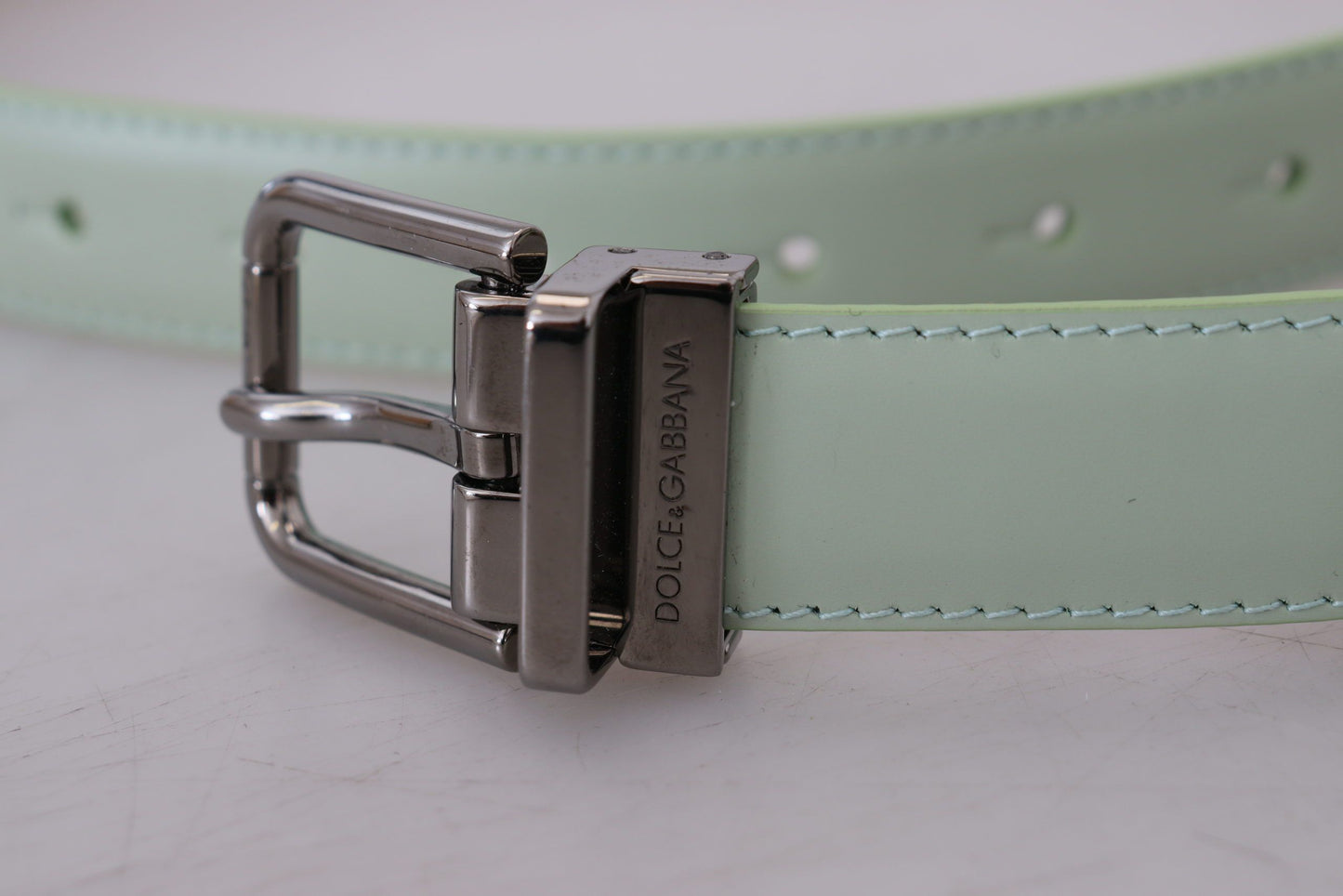 Dolce & Gabbana Elegant Mint Green Leather Belt