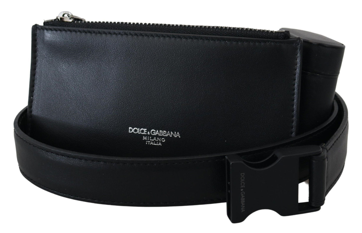 Dolce & Gabbana Elegant Leather Belt with Airpod Case & Coin Purse