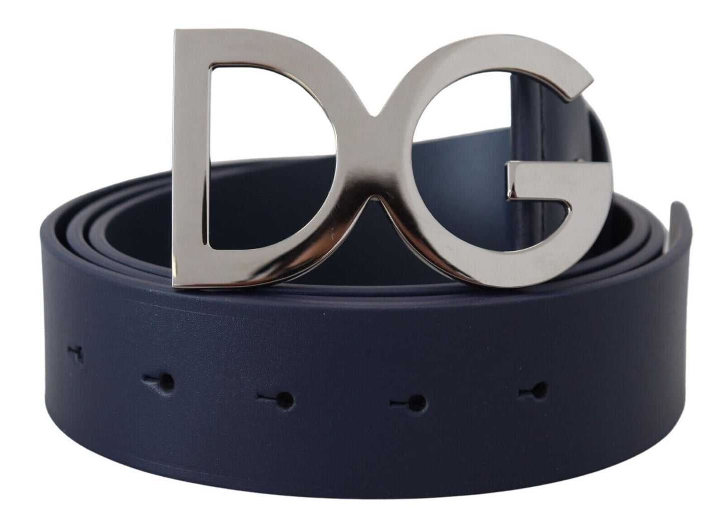 Dolce & Gabbana Elegant Blue Leather Belt with DG Buckle