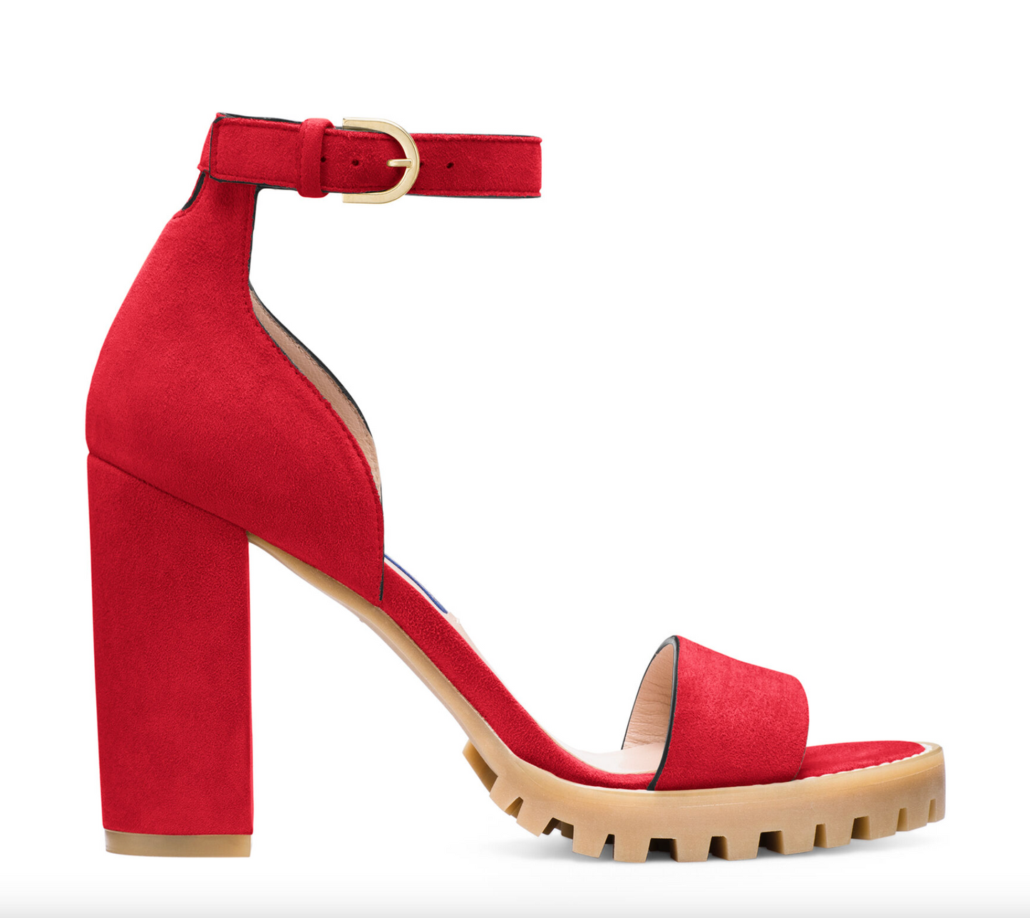 Stuart Weitzman Chic Suede Lug Sole Winona Sandals in Red