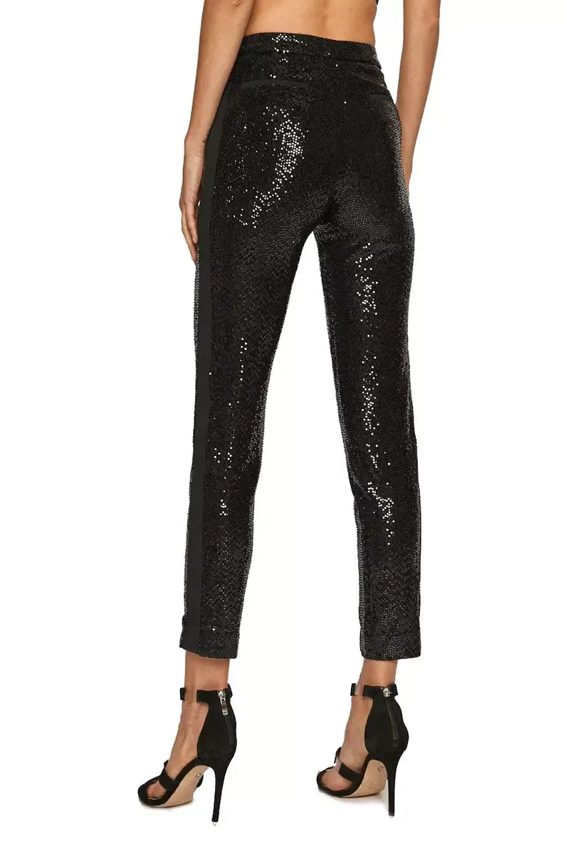 Liu Jo Chic Sequined Black Nylon Pants