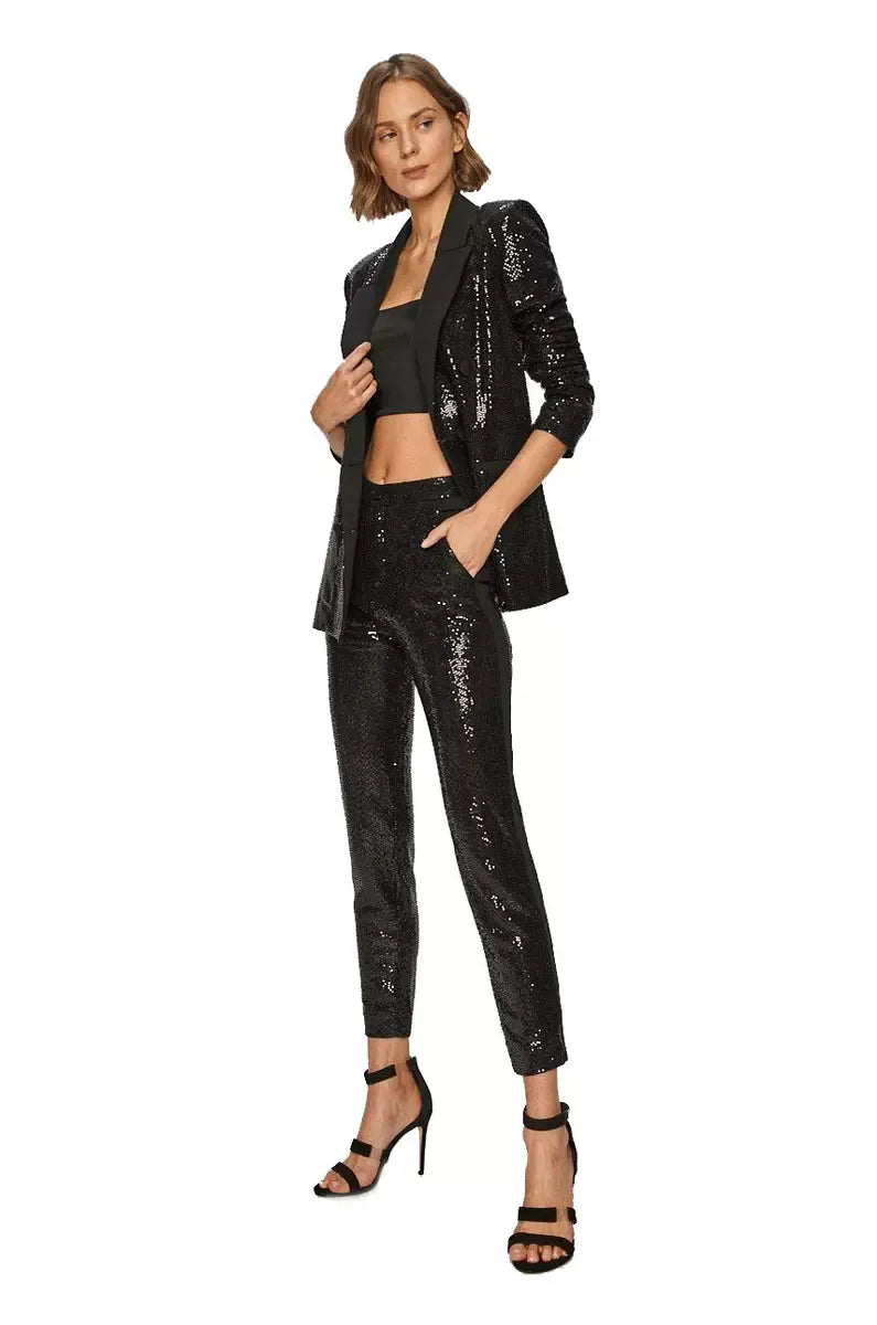 Liu Jo Chic Sequined Black Nylon Pants