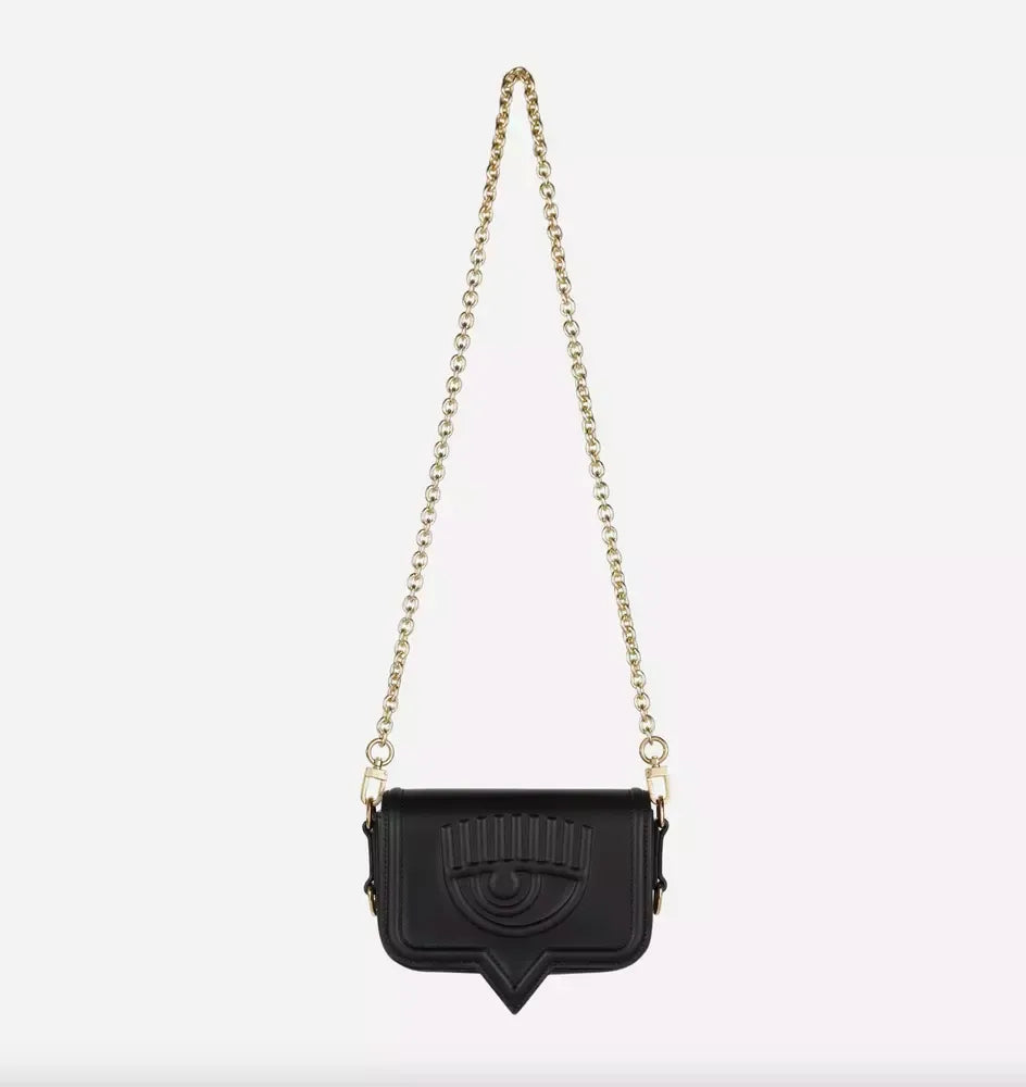 Chiara Ferragni Chic Black 'Eyelike' Crossbody Bag with Dual Chains