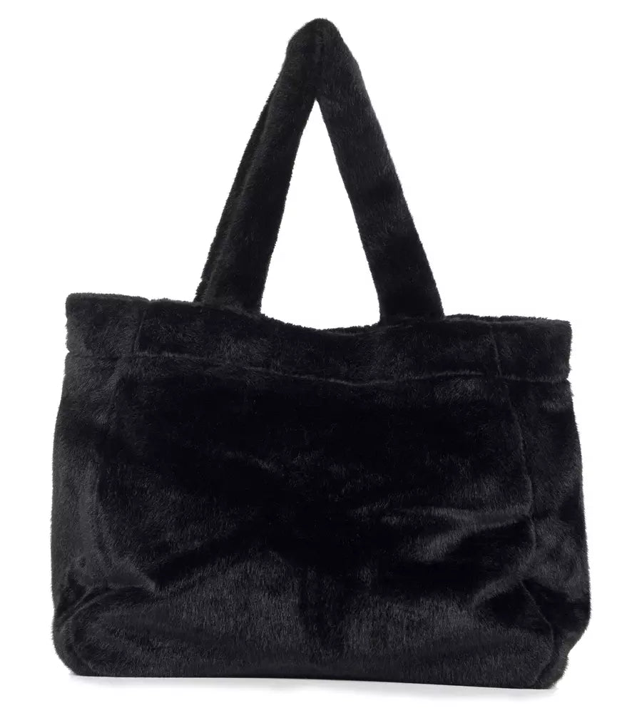 Hinnominate Elegant Faux Fur Shopper Bag with Embroidered Logo