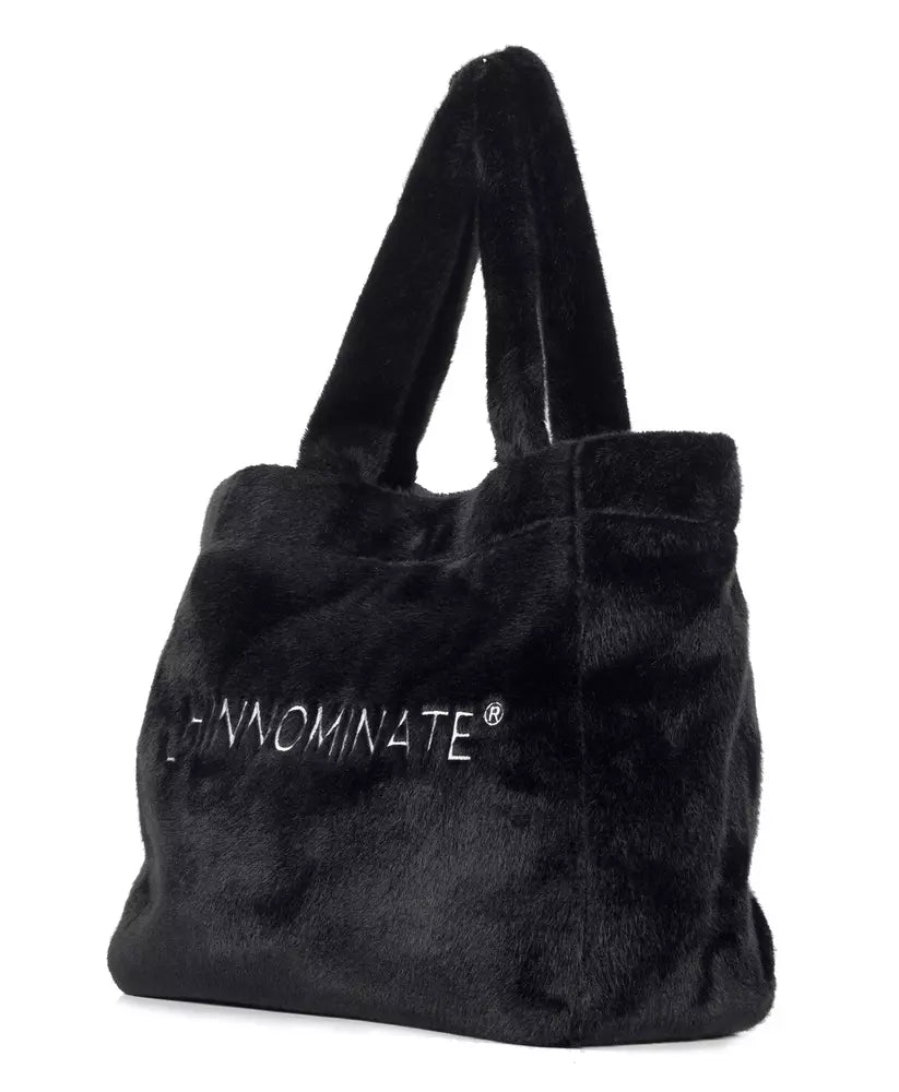 Hinnominate Elegant Faux Fur Shopper Bag with Embroidered Logo