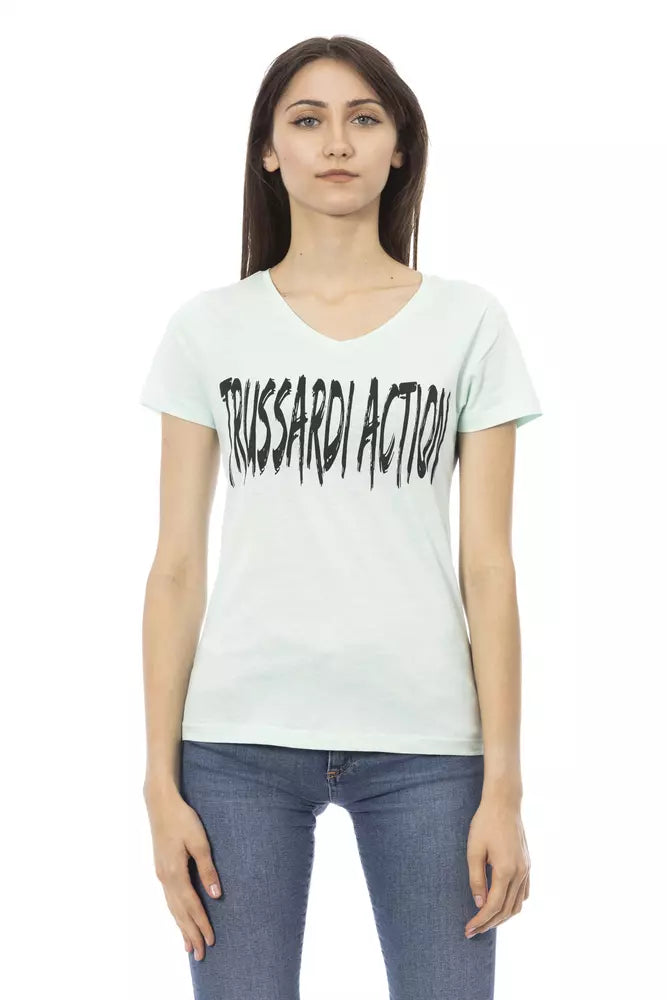 Trussardi Action Light Blue Cotton Women T-Shirt