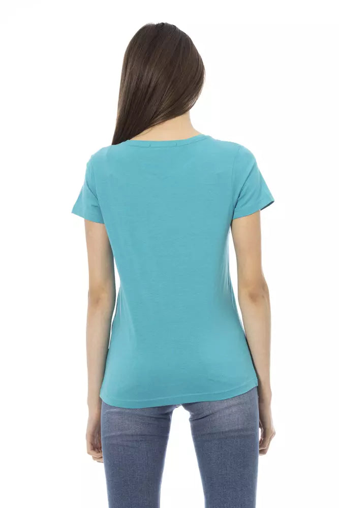 Trussardi Action Light Blue Cotton Women T-Shirt