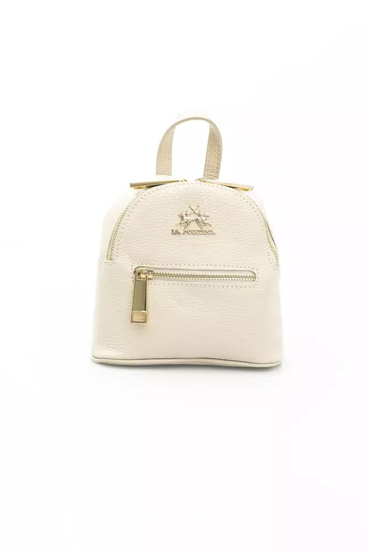 La Martina Beige Calf Leather Men Messenger Bag