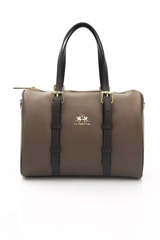 La Martina Brown Calf Leather Men Messenger Bag