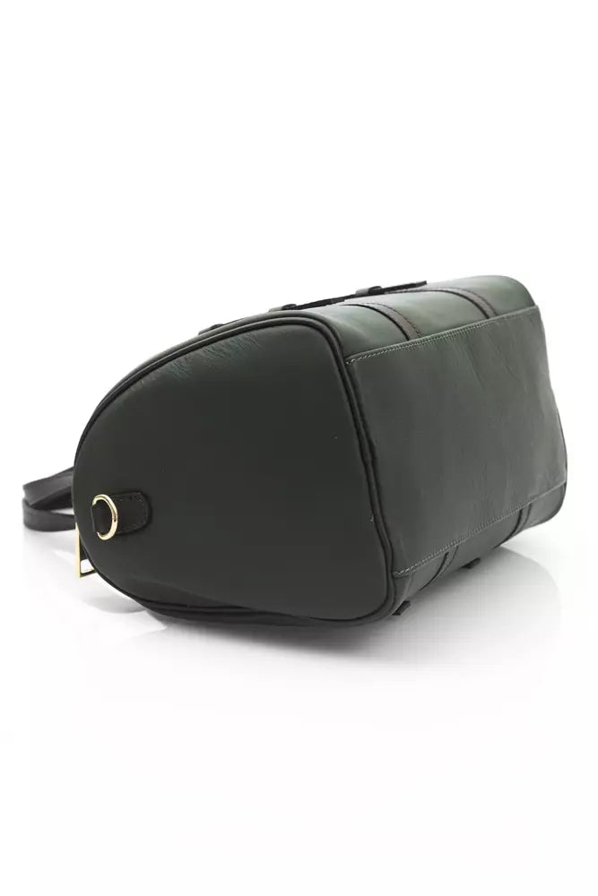 La Martina Green Calf Leather Men Messenger Bag