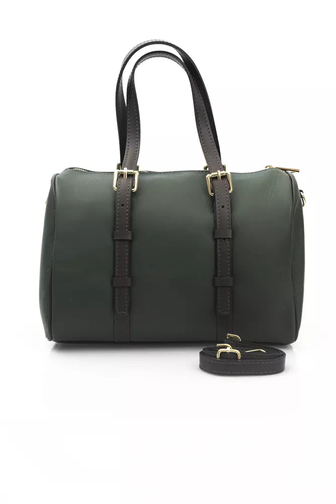 La Martina Green Calf Leather Men Messenger Bag