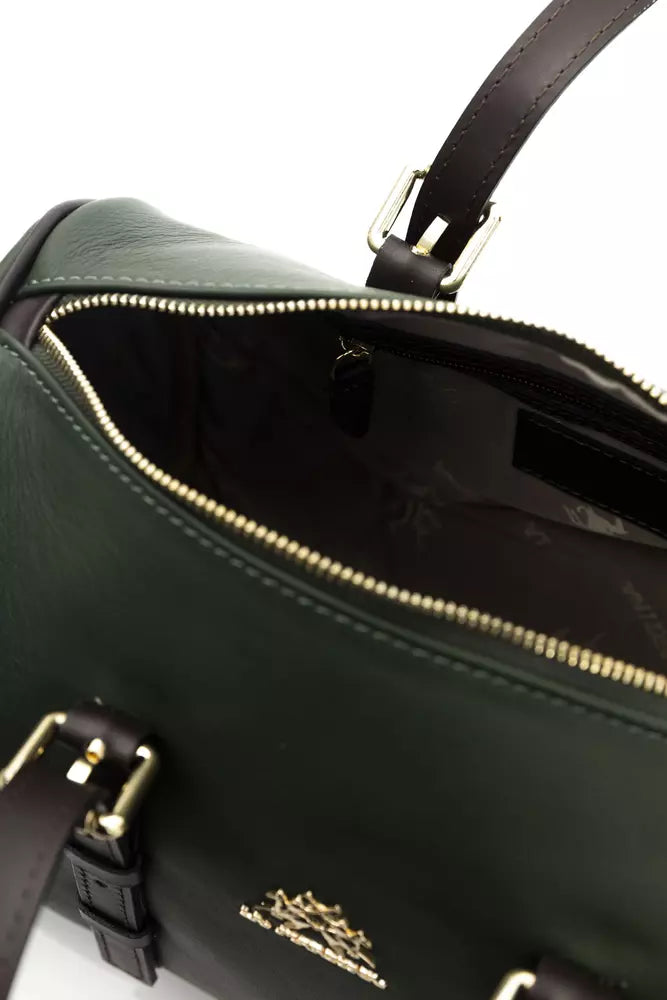 La Martina Green Calf Leather Men Messenger Bag