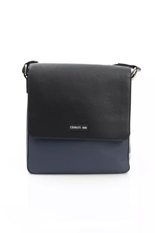 Cerruti 1881 Blue Leather Men Messenger Bag