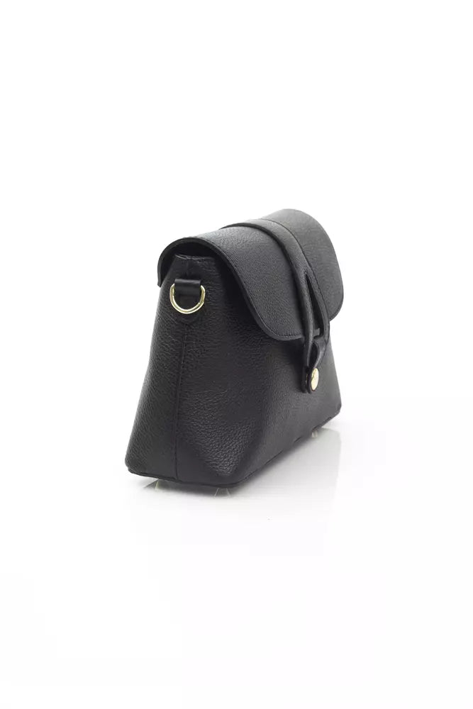 Baldinini Trend Black Cow Leather Women Crossbody Bag