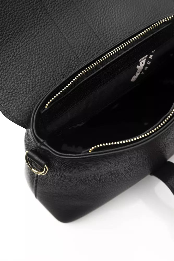 Baldinini Trend Black Cow Leather Women Crossbody Bag