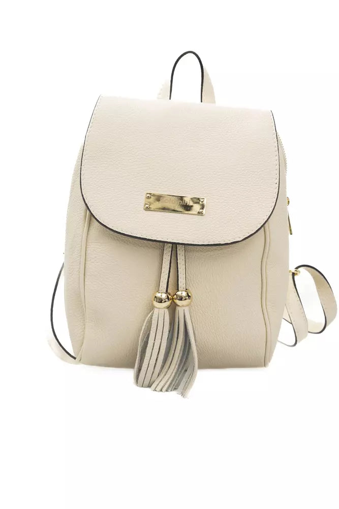 Baldinini Trend Beige Leather Women Backpack