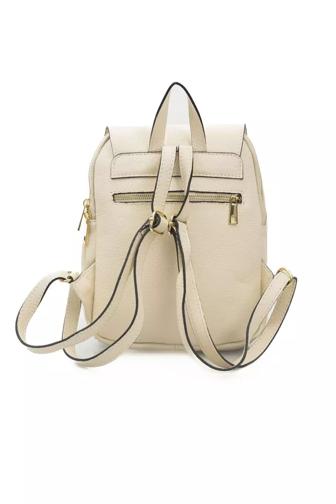 Baldinini Trend Beige Leather Women Backpack