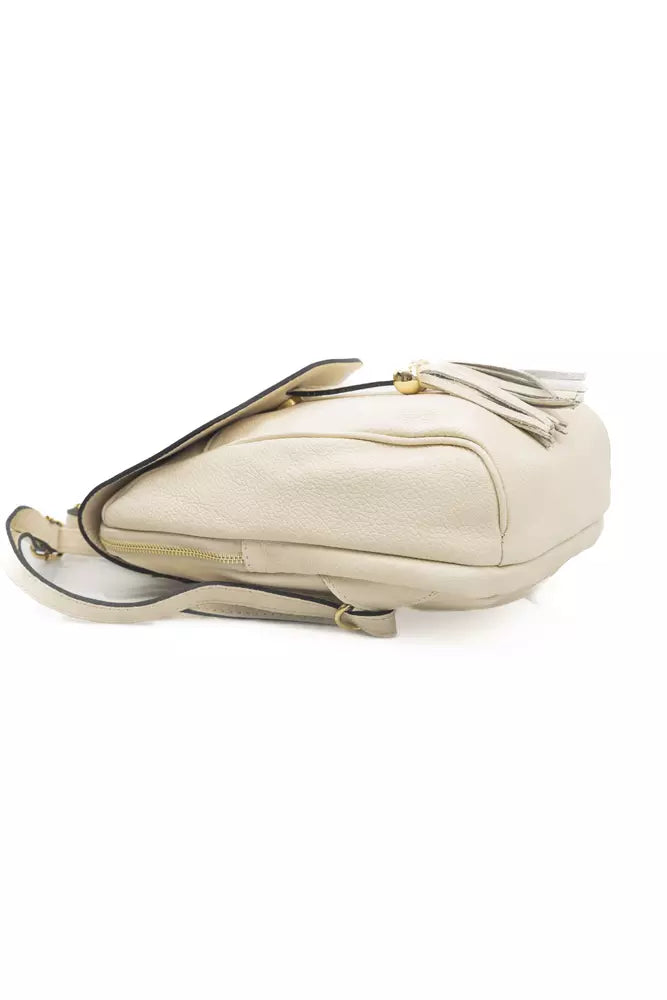 Baldinini Trend Beige Leather Women Backpack